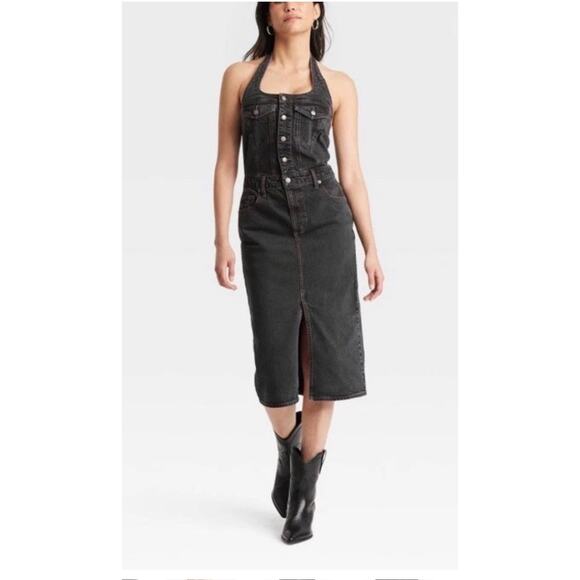 Universal Thread Dresses & Skirts - Universal Thread Denim Halter Midi Dress Sz 4 Overalls Boho Festival Western NWT